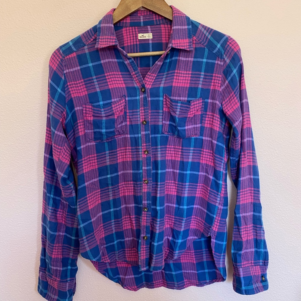 Hollister Flannel Shirt Pink & Blue